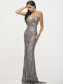 SC47539 Platinum Prom Gown by Scala - Platinum, Front View Thumbnail
