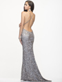 SC47539 Platinum Prom Gown by Scala - Platinum, Back View Thumbnail
