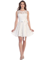 SF-8760 Sleeveless Lace Cocktail Dress - White, Front View Thumbnail