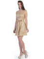 SF-8816 Sleeveless Lace Short Cocktail Dress - Gold, Front View Thumbnail