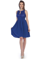 SF-8820 Sleeveless Knee Length Cocktail Dress with Keyhole - Royal Blue, Front View Thumbnail