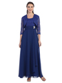 SF-8822 Three-Quarter Sleeve Mother-of-the-Bride Dress - Royal Blue, Front View Thumbnail