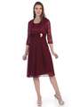 SF-8823 Sleeveless Knee Length Cocktail Dress with Bolero - Burgundy, Front View Thumbnail