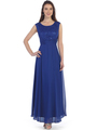 SF-8827 Sleeveless Chiffon Long Evening Dress - Royal Blue, Front View Thumbnail