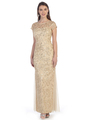 SF-8835 Sleeveless Chiffon Long Evening Dress - Gold, Front View Thumbnail