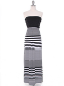 Black White Stripe Maxi Dress