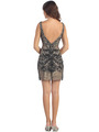 ST528 Sparkling Beads and Jewels Cocktail Dress - Black Nude, Back View Thumbnail