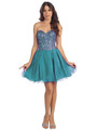 ST553 Fit and Flare Homecoming Dress - Jade, Front View Thumbnail