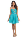 ST6015 Pleated Strapless Homecoming Dress - Aqua, Front View Thumbnail