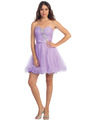 ST6015 Pleated Strapless Homecoming Dress - Lilac, Front View Thumbnail
