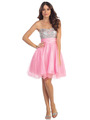 ST6035 Sequin Bodice Homecoming Dress - Pink, Front View Thumbnail
