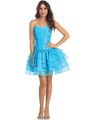 ST7062 Sweetheart Corset Bodice Tiered Homecoming Dress - Turquoise, Front View Thumbnail