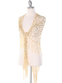 SHAWLG Crochet Sequin Triangle Shawl - Gold, Front View Thumbnail