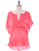 Coral Silk Chiffon Top