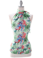 TP137  Green Print Top - Front Image