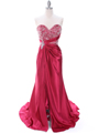 C1643 Raspberry Charmeuse Strapless Evening Dress - Raspberry, Front View Thumbnail