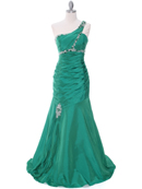 Green One Shoulder Evening Dress