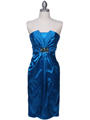 C5077 Turquoise Strapless Cocktail Dress - Turquoise, Front View Thumbnail