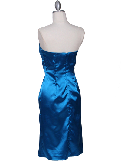 C5077 Turquoise Strapless Cocktail Dress - Turquoise, Back View Medium
