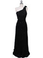 Black One Shoulder Sequin Evening Dress