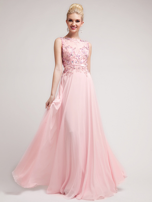 JC3196 Baby Pink Prom Perfection Illusion Neckline Prom Dress, Baby Pink