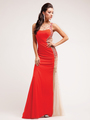 JC3205 Red Sexy Side Embellished Evening Dress - Tangerine Red, Front View Thumbnail