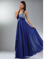 JC873 One Shoulder Beaded Jade Prom Dress - Royal, Front View Thumbnail
