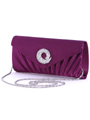 JX3703 Purple Satin Evening Bag with Rhinestone Buckle - Purple, Alt View Thumbnail