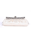 Ivory Evening Clutch with Rhinestone Frame