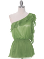 TP127 Green One Shoulder Top - Green, Front View Thumbnail