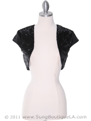 0001 Black Sequins Bolero, Black
