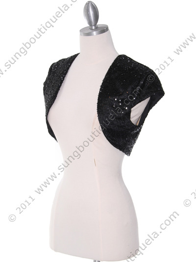 0001 Black Sequins Bolero - Black, Alt View Medium