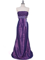 0112 Purple Strapless Taffeta Evening Gown - Purple, Front View Thumbnail