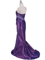 0112 Purple Strapless Taffeta Evening Gown - Purple, Back View Thumbnail
