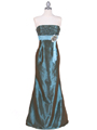 0112 Turquoise Strapless Taffeta Evening Gown - Turquoise, Front View Thumbnail