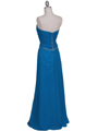 0116N Strapless Blue Chiffon Evening Dress - Blue, Back View Thumbnail