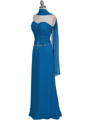 0116N Strapless Blue Chiffon Evening Dress - Blue, Alt View Thumbnail