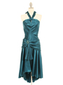 011 Teal Halter Cocktail Dress - Teal, Front View Thumbnail