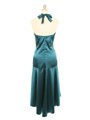 011 Teal Halter Cocktail Dress - Teal, Back View Thumbnail