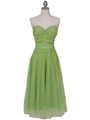 012A Strapless Green Glitter Tea Length Dress - Green, Front View Thumbnail