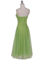 012A Strapless Green Glitter Tea Length Dress - Green, Back View Thumbnail