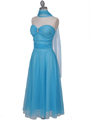 012A Strapless Turquoise Glitter Tea Length Dress - Turquoise, Alt View Thumbnail