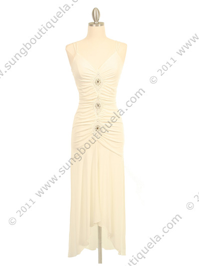 016 Ivory Cocktail Dress - Ivory, Front View Medium