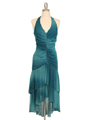 018 Turquoise Matt Jersey Halter Dress with Flower Print - Turquoise, Front View Thumbnail