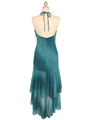 018 Turquoise Matt Jersey Halter Dress with Flower Print - Turquoise, Back View Thumbnail