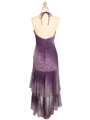 018 Purple Matt Jersey Halter Dress with Flower Print - Purple, Back View Thumbnail