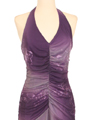 018 Purple Matt Jersey Halter Dress with Flower Print - Purple, Alt View Thumbnail