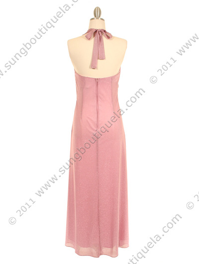 020 Rose Halter Evening Dress - Rose, Back View Medium