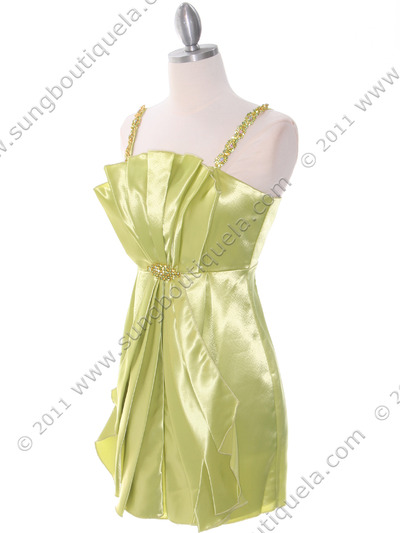 0213 Lime Satin Cocktail Dress - Lime, Alt View Medium