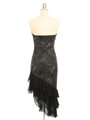 027 Black Strapless Glitter Party Dress - Black, Back View Thumbnail